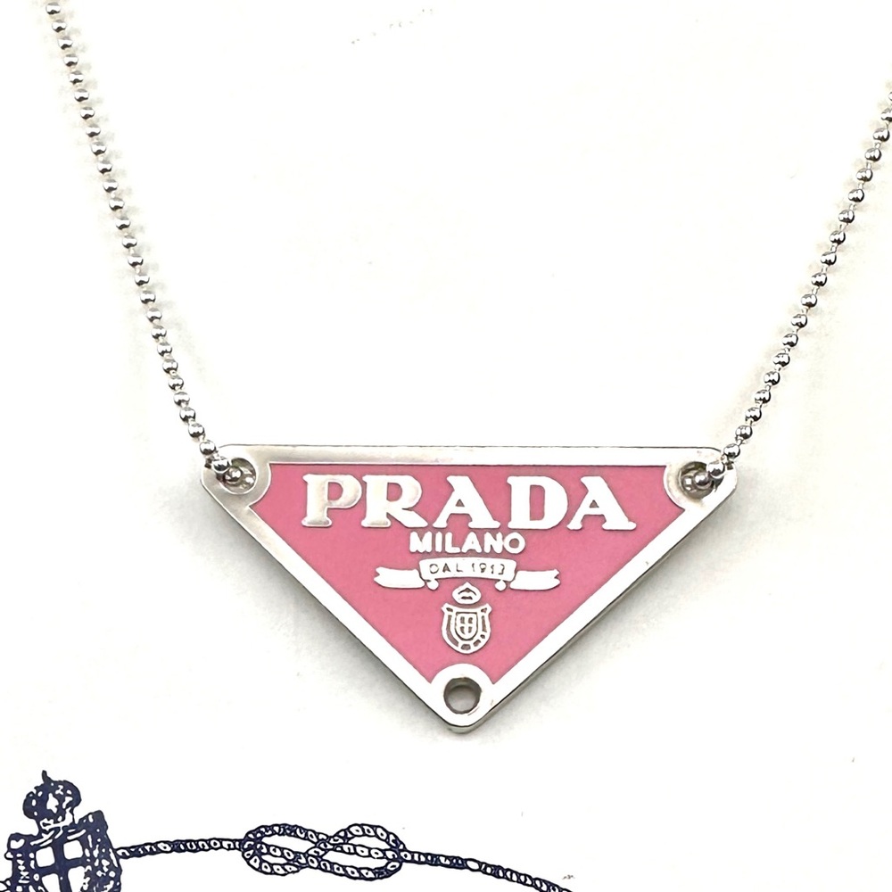 Prada Pink Triangle Necklace - Picture 5 of 13